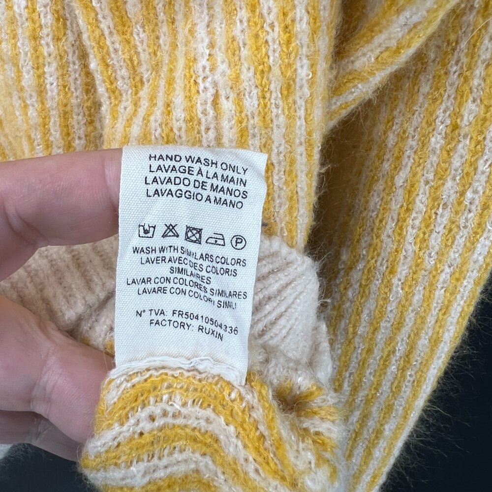 FRNCH mockneck butter yellow oversized sweater coastal grandma knit cozy S M - Picture 5 of 10